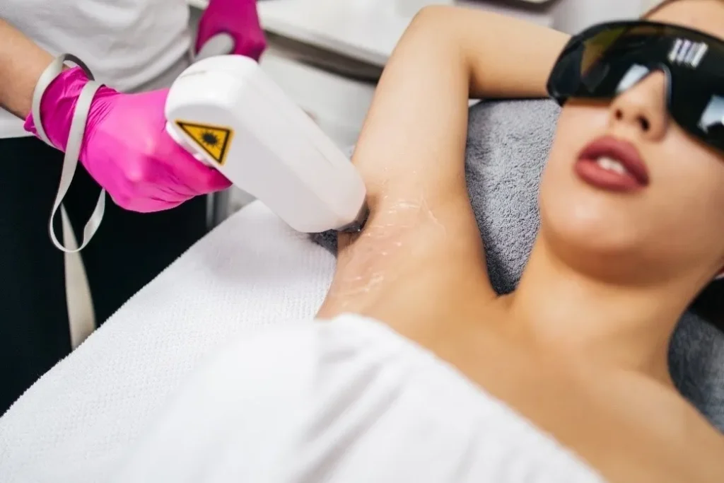 A woman getting her underarm hair removed